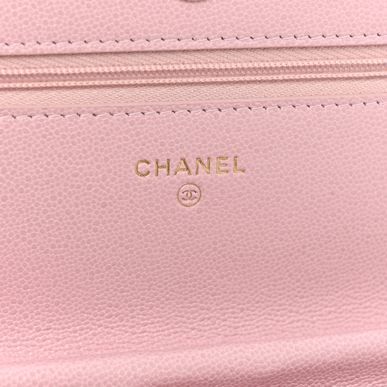 Chanel Caviar Quilted Studded CC Wallet on Chain WOC Light Pink 7 of 12