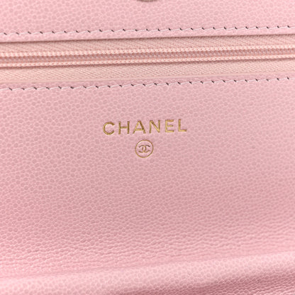 Chanel Caviar Quilted Studded CC Wallet on Chain WOC Light Pink 7 of 12