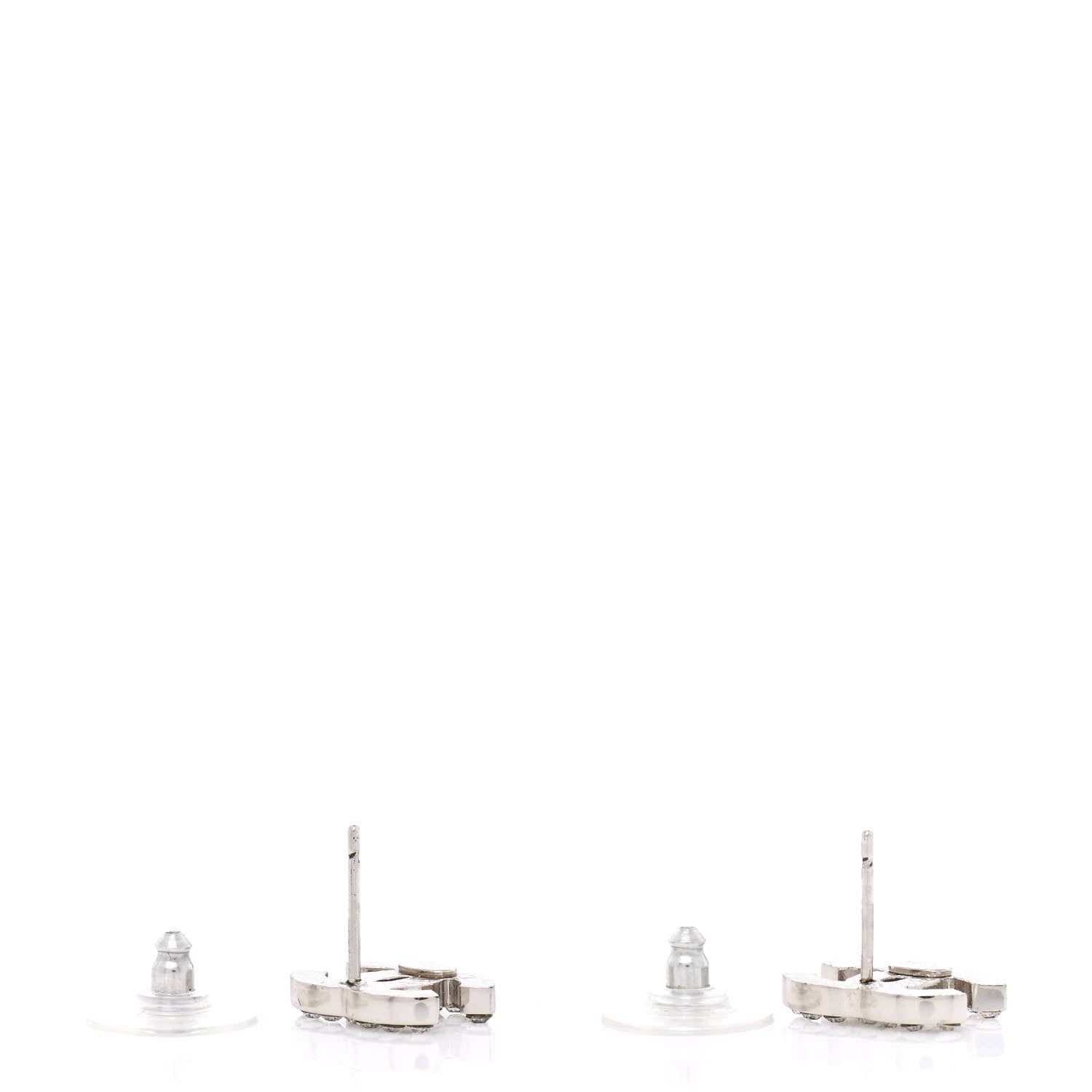 Chanel Crystal Mini Timeless CC Earrings Silver 3 of 4