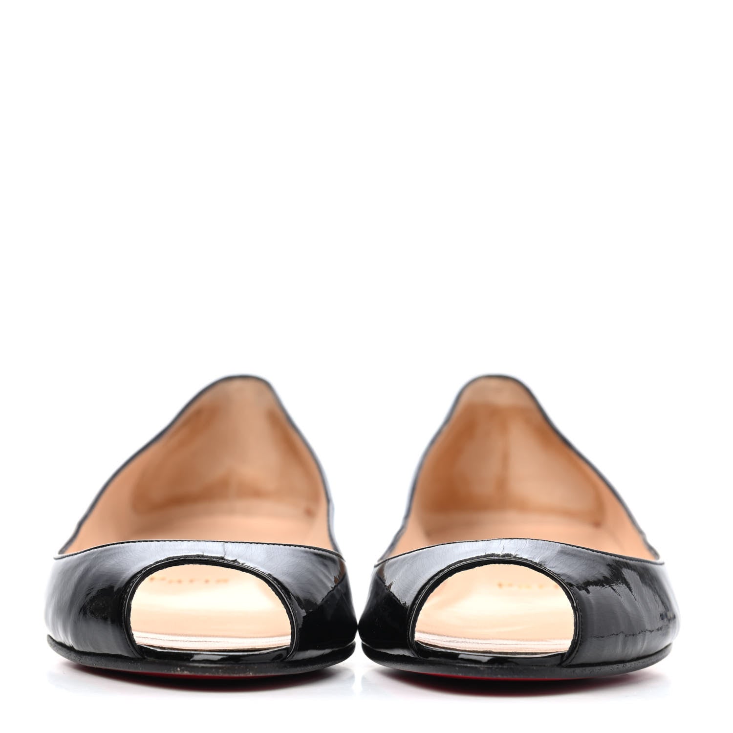 Christian Louboutin Patent Mumbai Peep Toe Flats 36 Black 2 of 4