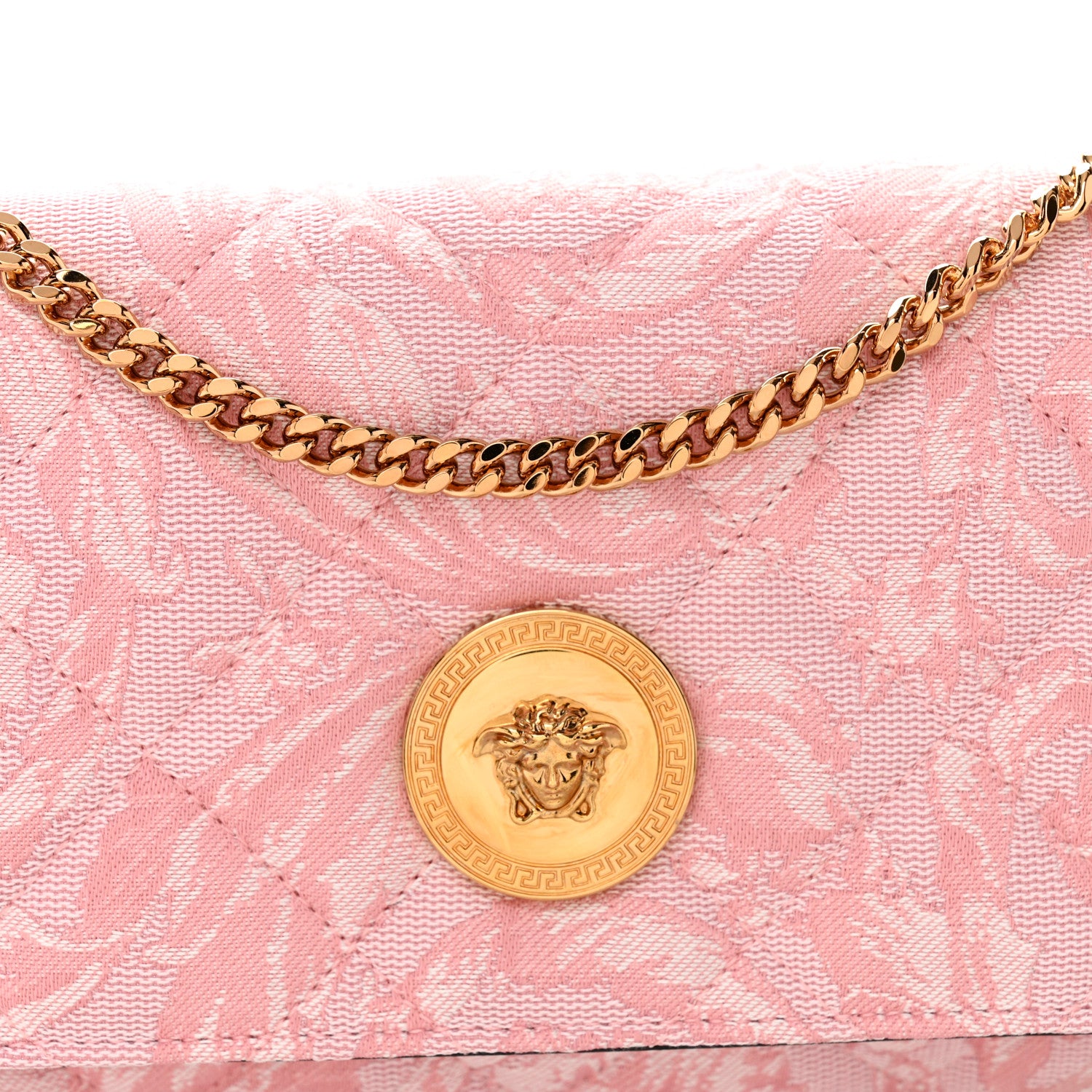 Versace Baroque Jacquard Quilted Medium Medusa Shoulder Bag Baby Pink 8 of 10