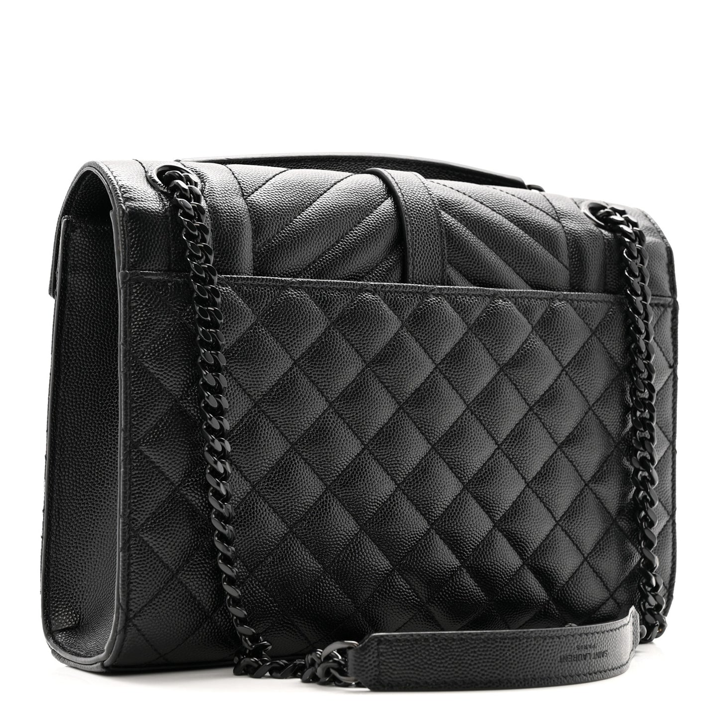 Grain De Poudre Textured Mixed Matelasse Triquilt Medium Monogram Monochrome Satchel Black