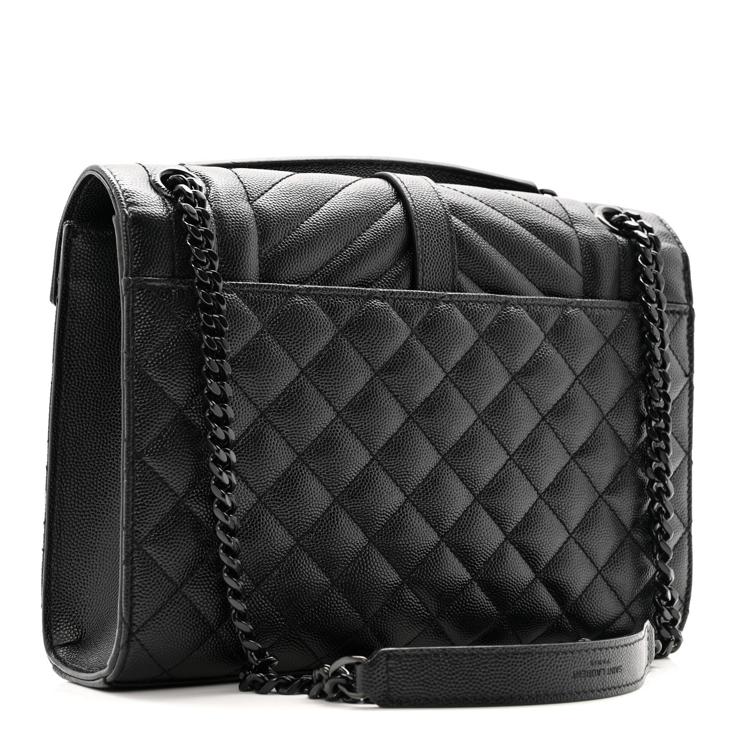 Saint Laurent Grain De Poudre Textured Mixed Matelasse Triquilt Medium Monogram Monochrome Satchel Black 3 of 15