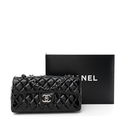 Chanel Crinkled Patent Quilted East West Flap Black 10 of 10