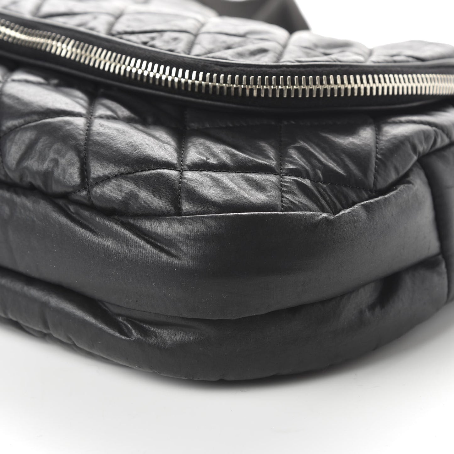 Coated Canvas Quilted Expandable Messenger Black