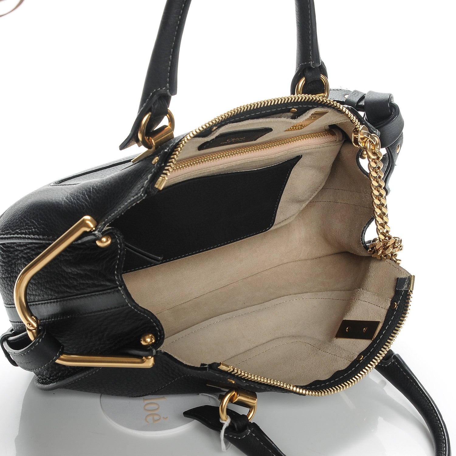 Chloe Grained Calfskin Hayley Double Carry Satchel Black 5 of 7