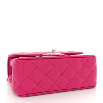 Chanel Lambskin Quilted Mini Crystal Top Handle Rectangular Flap Dark Pink 4 of 11