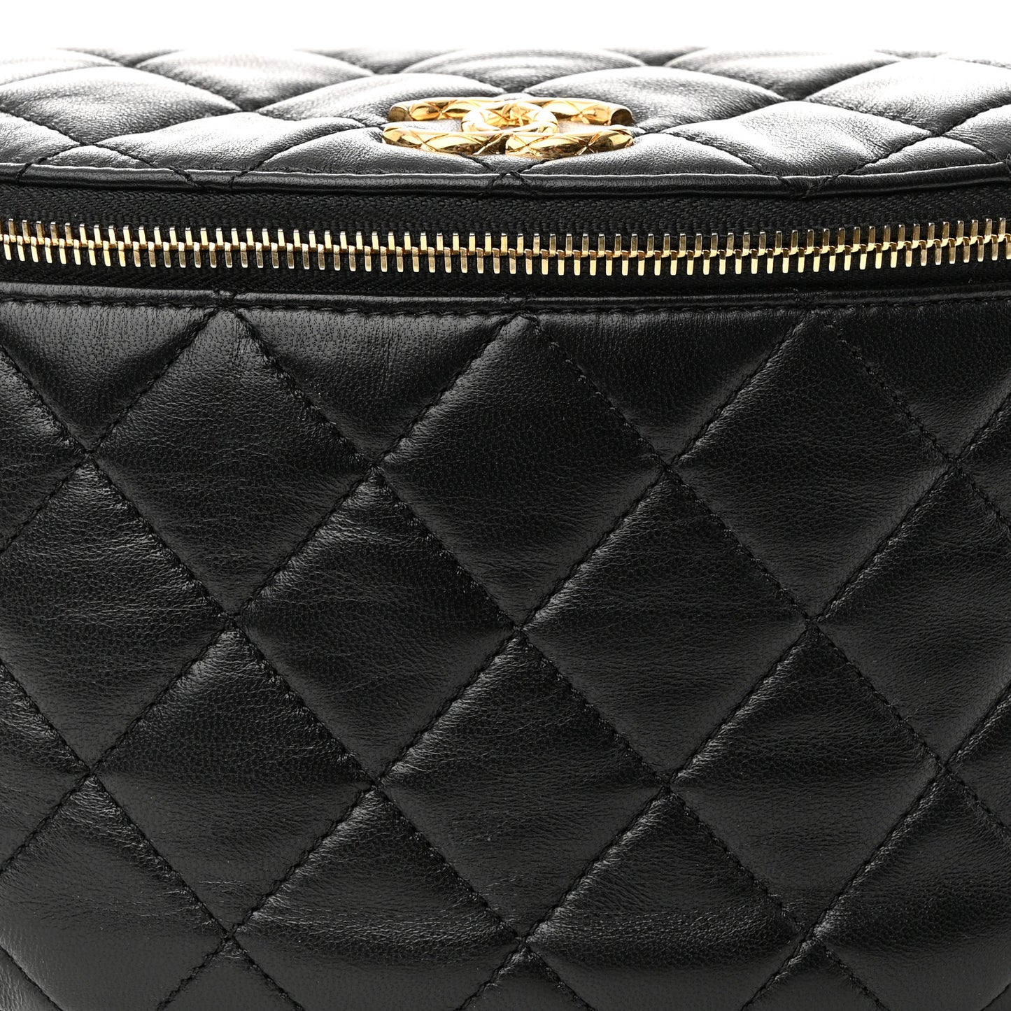 Lambskin Pearl Quilted CC Belt Bag Black