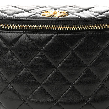 Chanel Lambskin Pearl Quilted CC Belt Bag Black 8 of 10