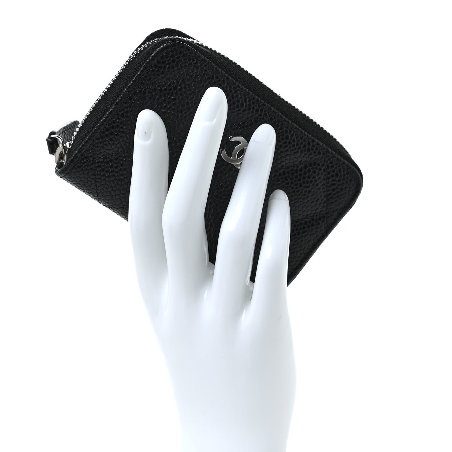 Caviar Quilted Classic Zipped Coin Purse Black
