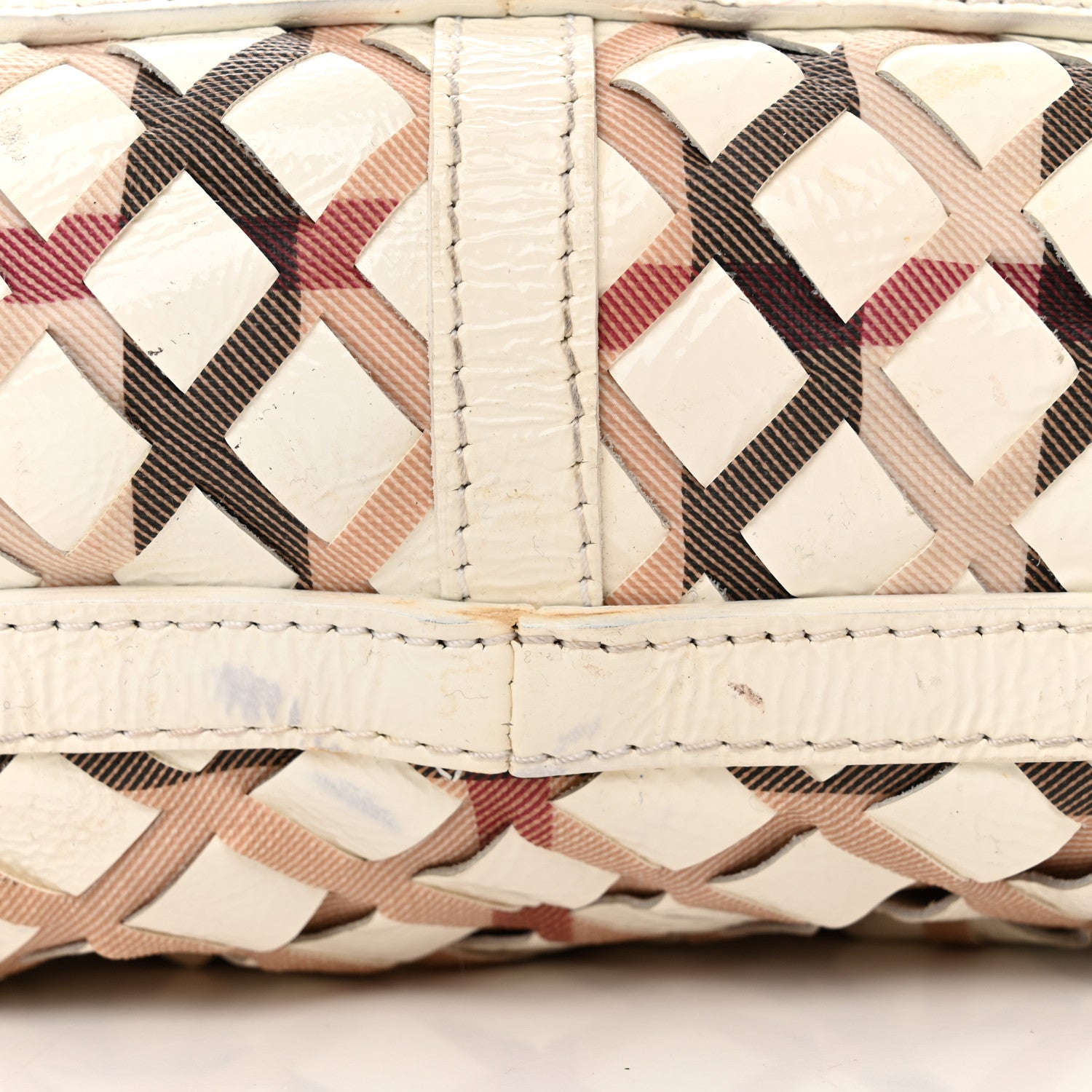 Burberry Patent Canvas Woven Nova Check Shoulder Bag White 11 of 15