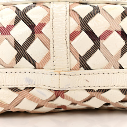 Burberry Patent Canvas Woven Nova Check Shoulder Bag White 11 of 15