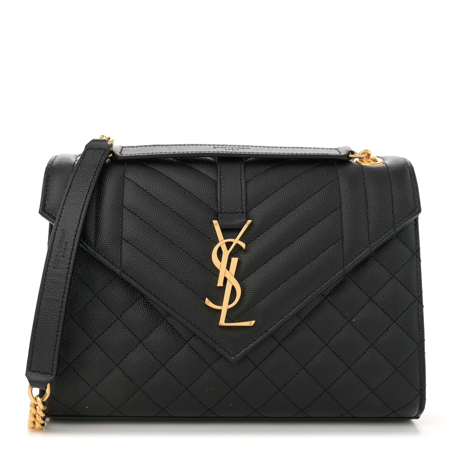 Saint Laurent Grain De Poudre Textured Mixed Matelasse Triquilt Medium Monogram Satchel Black 1 of 12