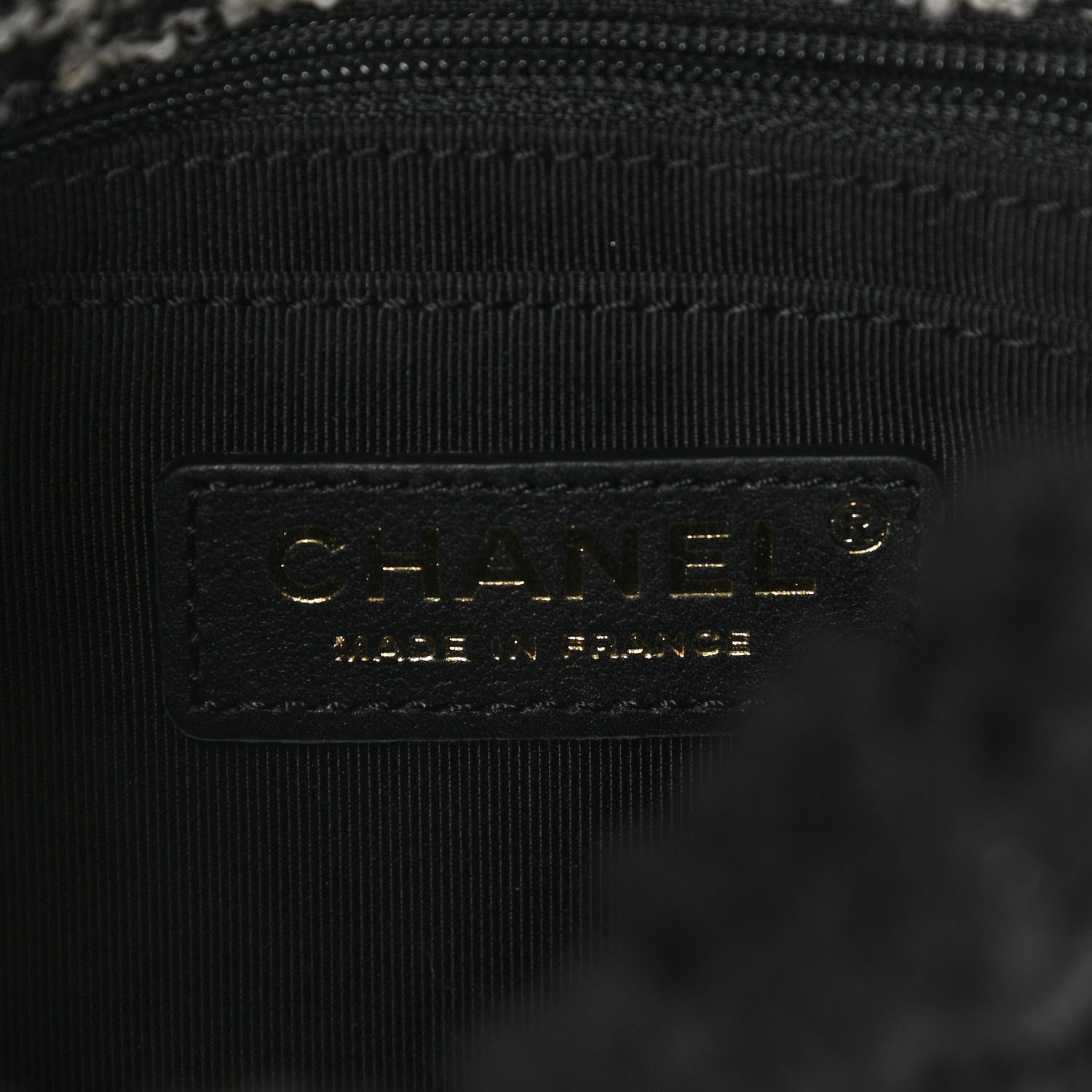 Chanel Shearling Tweed Quilted Mini Square Flap Bag Black White 6 of 9