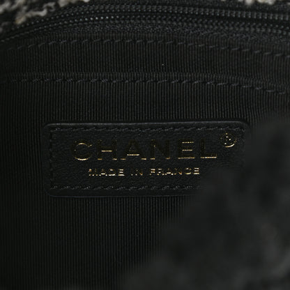 Chanel Shearling Tweed Quilted Mini Square Flap Bag Black White 6 of 9
