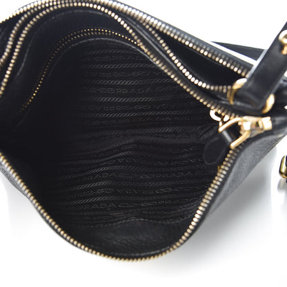 Prada Vitello Phenix Double Zip Crossbody Bag Black 7 of 9