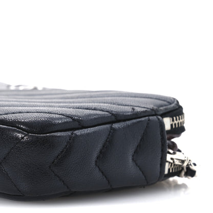 Chanel Lambskin Chevron Quilted Small Clutch With Chain Black 13 of 15