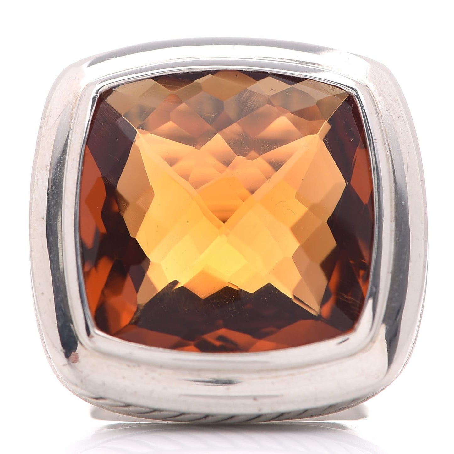 Sterling Silver Citrine 20mm Albion Statement Ring 56 7.5
