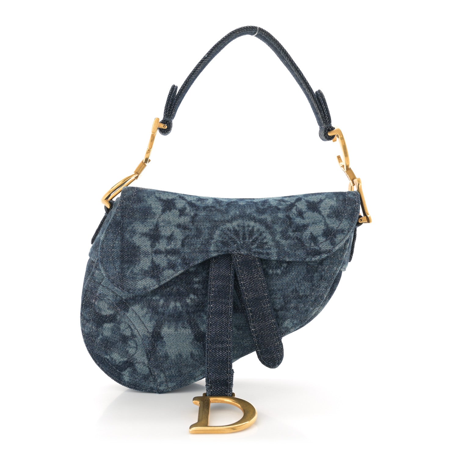 Christian Dior Denim Tie Dye Mini Saddle Bag Blue 1 of 10