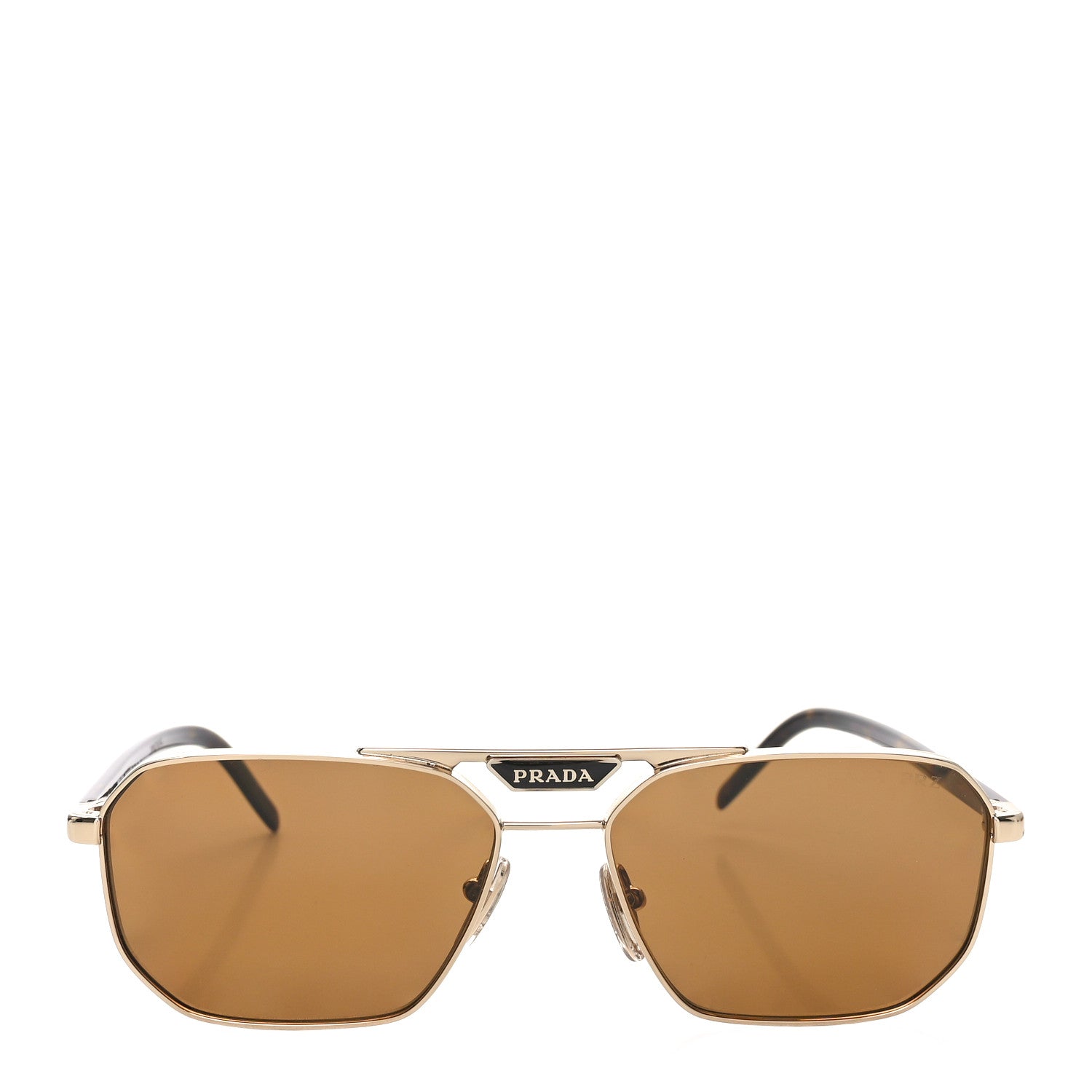 Prada Metal Logo Sunglasses SPR 58Y Gold Tortoise 2 of 6