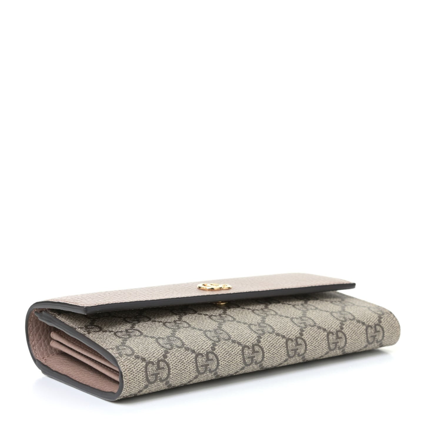 Dollar Calfskin GG Supreme Monogram GG Marmont Continental Wallet Porcelain Rose Beige Ebony