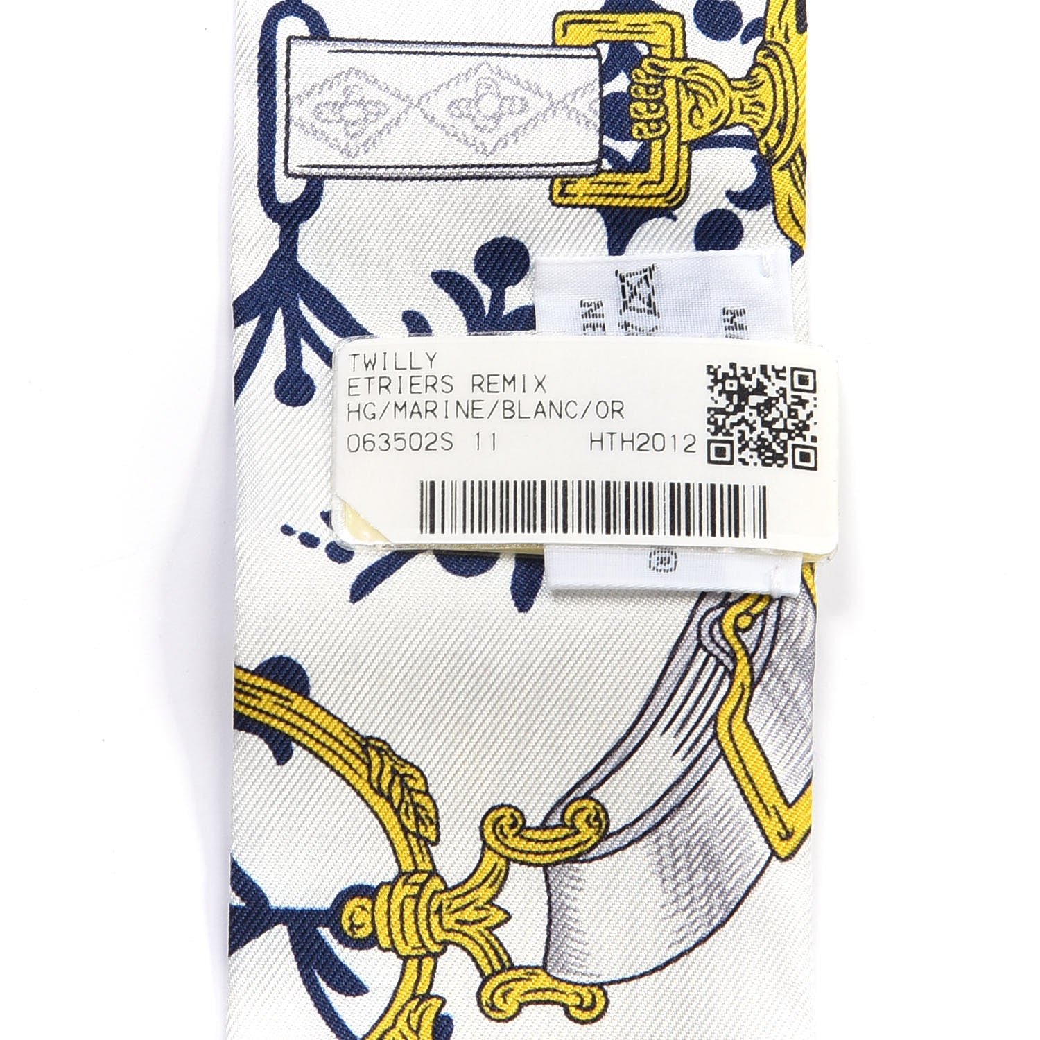 Hermes Silk Etriers Remix Twilly Marine White Or 3 of 4