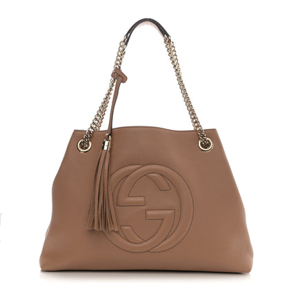 Gucci Pebbled Calfskin Medium Soho Chain Shoulder Bag Camelia 1 of 8
