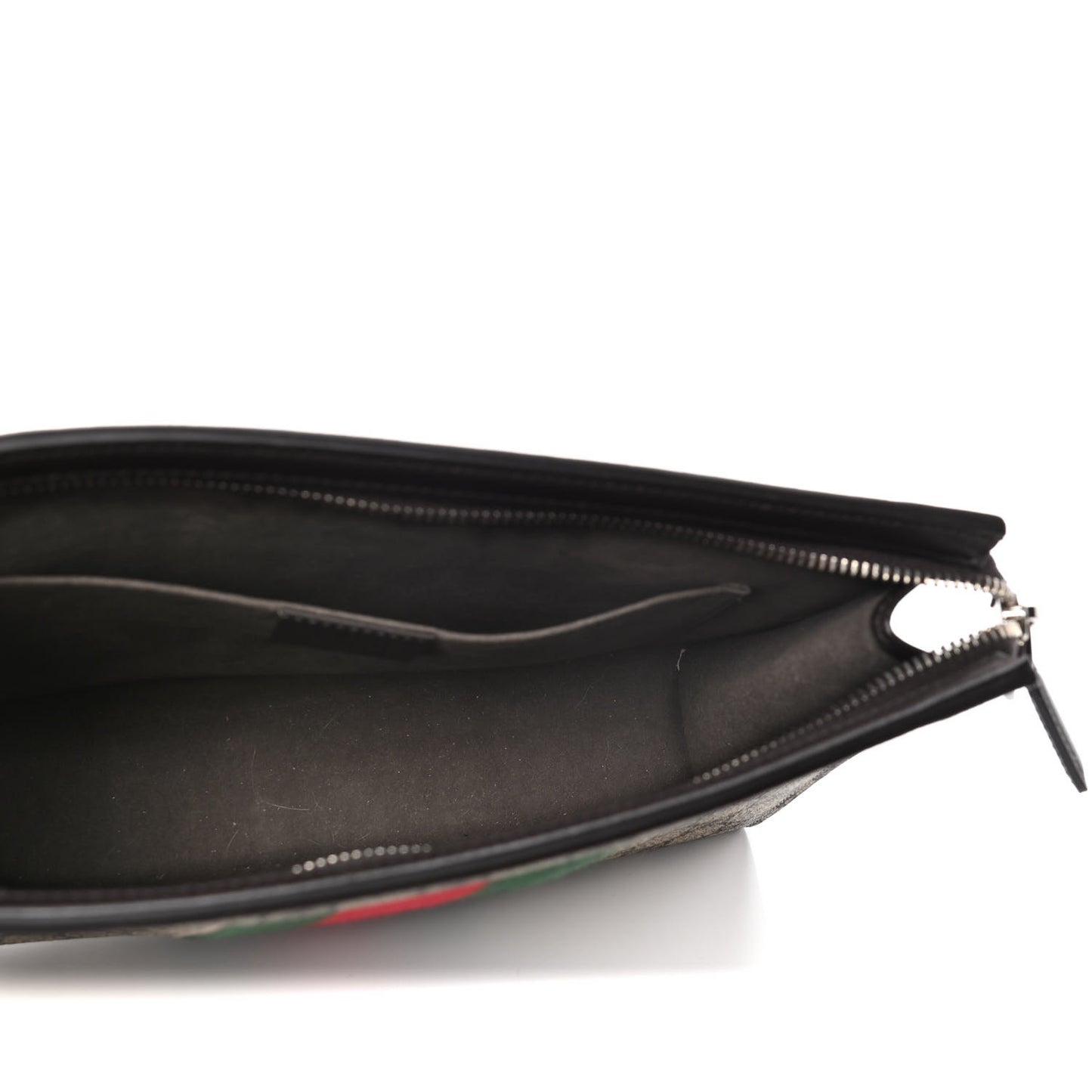 GG Supreme Monogram Selleria Calfskin Web New Web Cosmetic Case Beige Ebony Cocoa