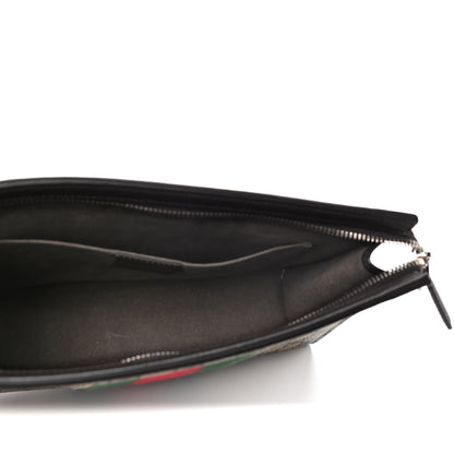 Gucci GG Supreme Monogram Selleria Calfskin Web New Web Cosmetic Case Beige Ebony Cocoa 4 of 4