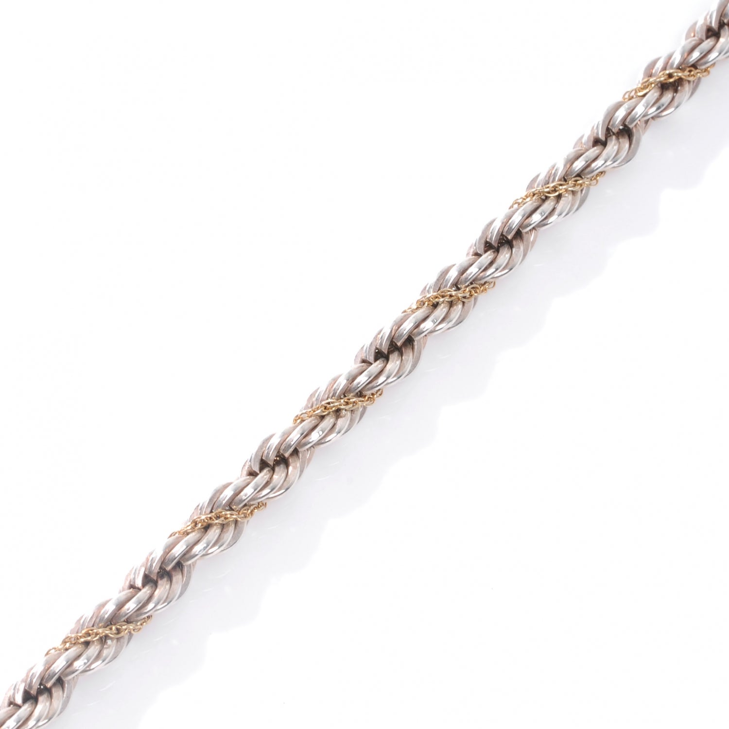 Tiffany Sterling Silver 18K Yellow Gold Rope Chain Bracelet 3 of 4
