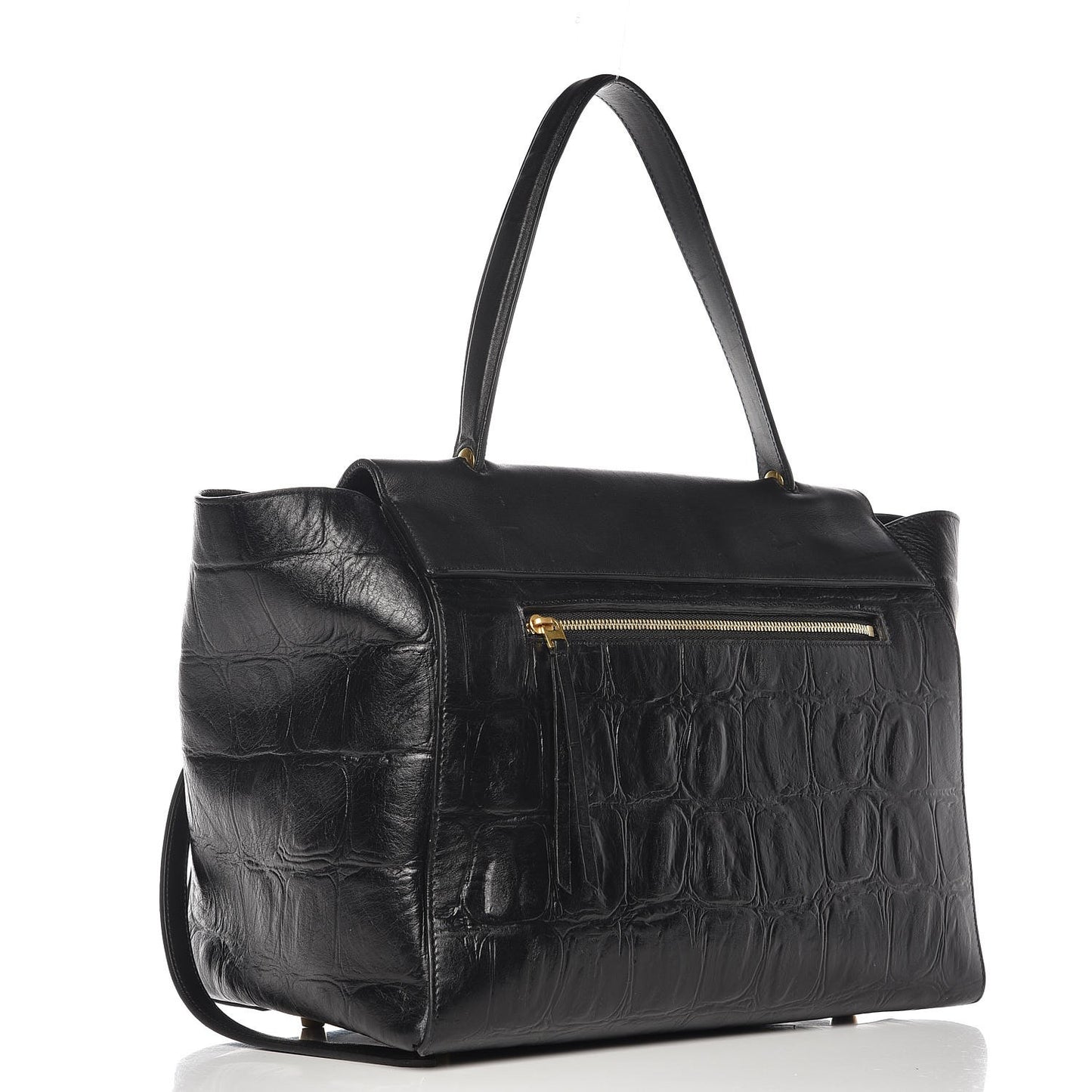 Calfskin Crocodile Embossed Small Belt Bag Black