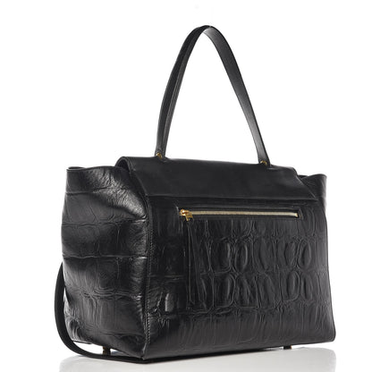 Celine Calfskin Crocodile Embossed Small Belt Bag Black 3 of 7