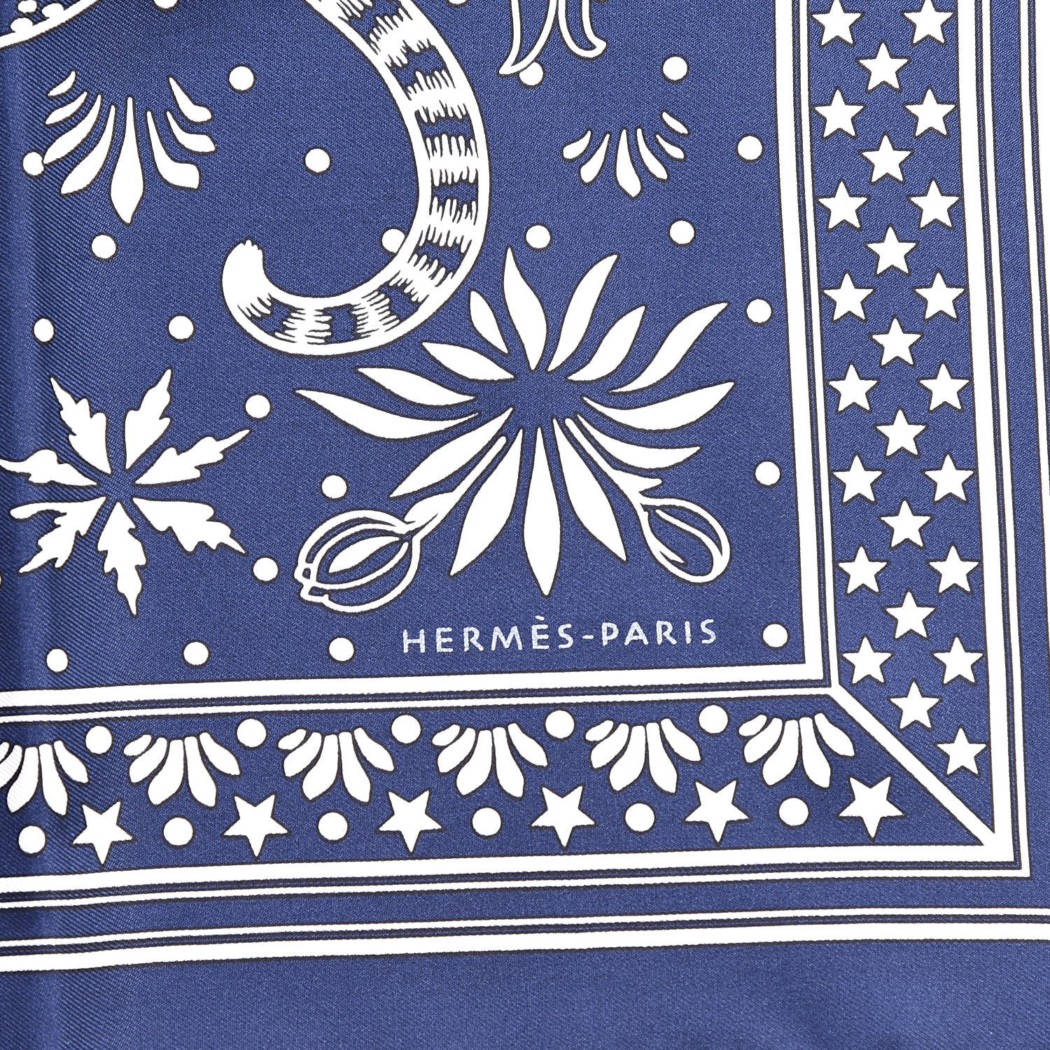 Hermes Silk Les Leopards Bandana Scarf 55 Marine White 3 of 5