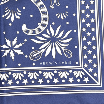 Hermes Silk Les Leopards Bandana Scarf 55 Marine White 3 of 5