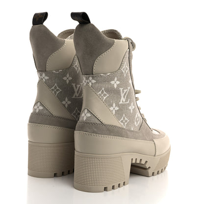 Louis Vuitton Suede Calfskin Laureate Platform Desert Boots 38 Taupe 4 of 8