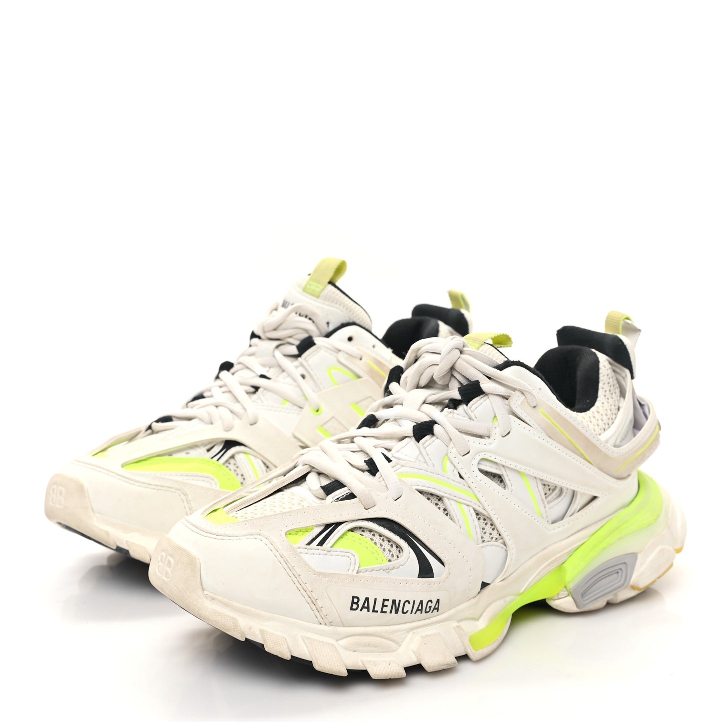 Mesh Worn Out Mens Track Sneakers 39 White Fluo Yellow