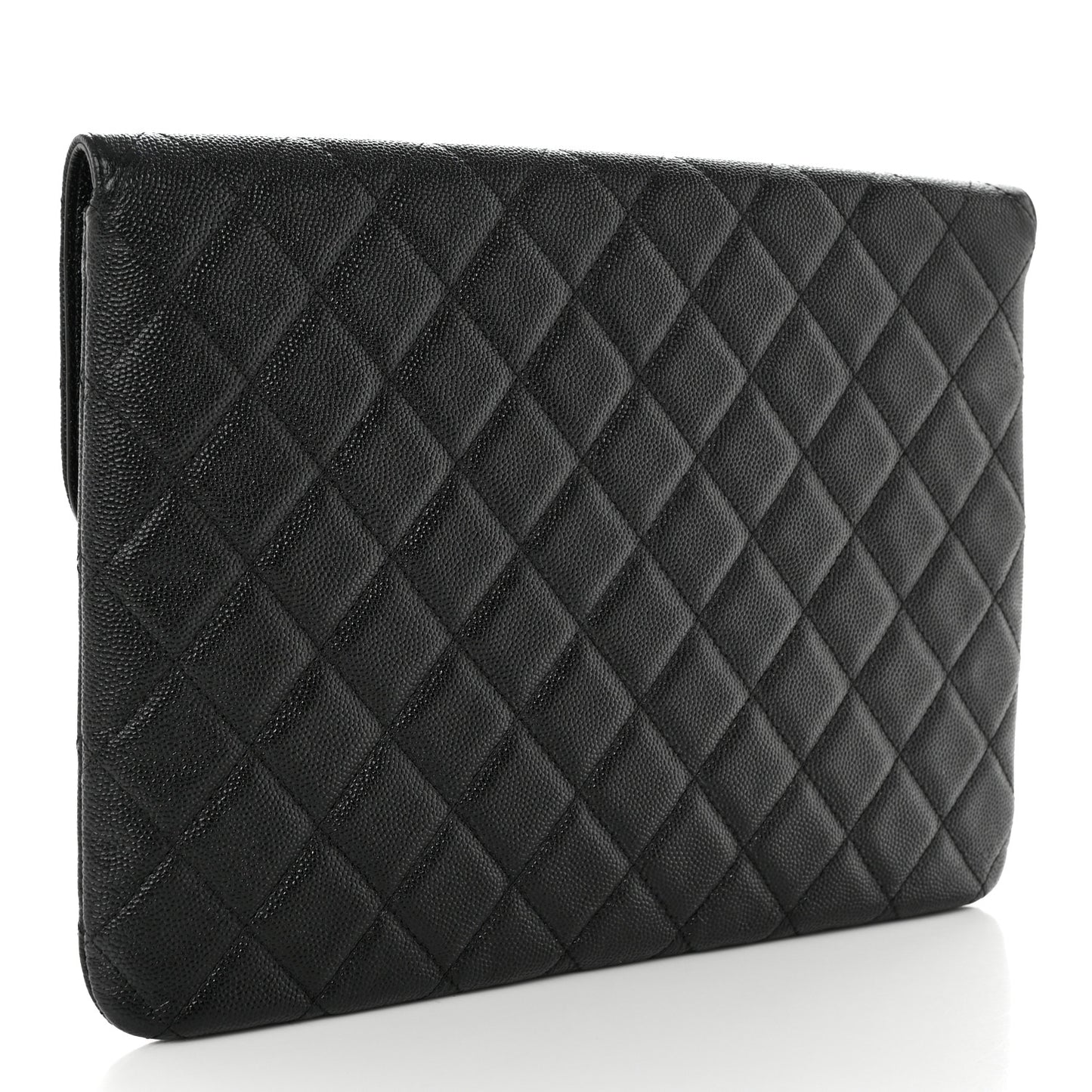 Caviar Quilted Medium Golden Class Pouch Black