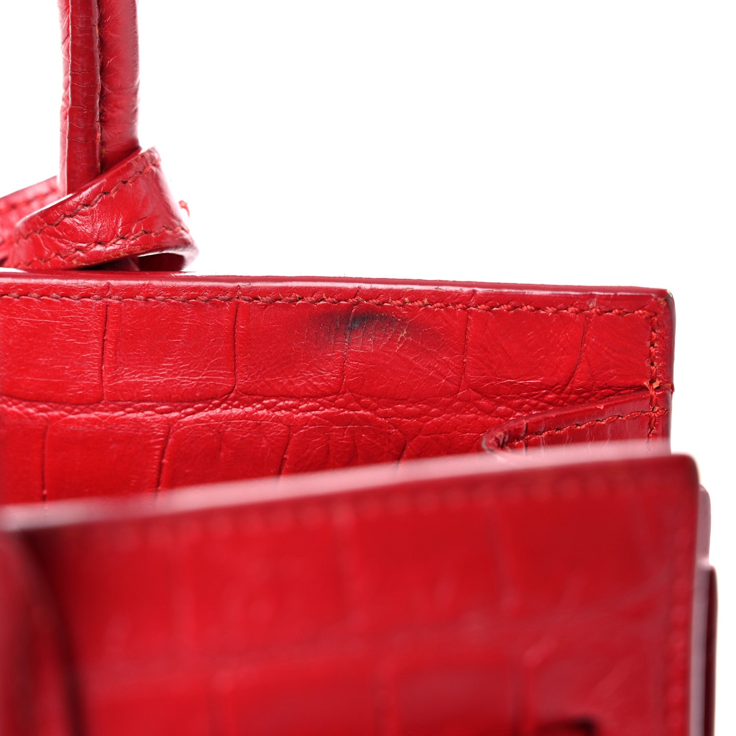 Saint Laurent Calfskin Crocodile Embossed Nano Sac De Jour Red 14 of 17