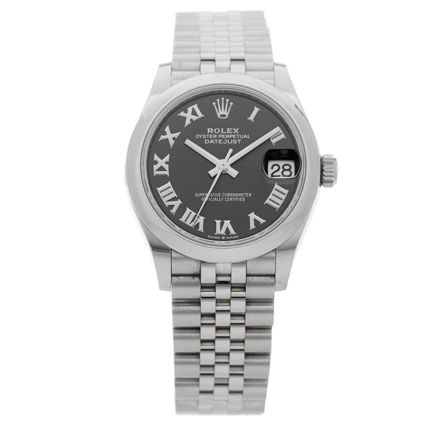 Rolex Stainless Steel 31mm Oyster Perpetual Datejust Watch Dark Grey Roman 278240 1 of 5