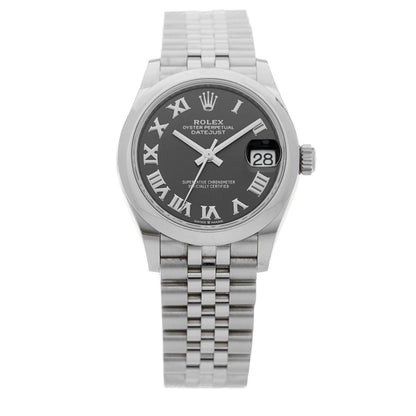 Rolex Stainless Steel 31mm Oyster Perpetual Datejust Watch Dark Grey Roman 278240 1 of 5