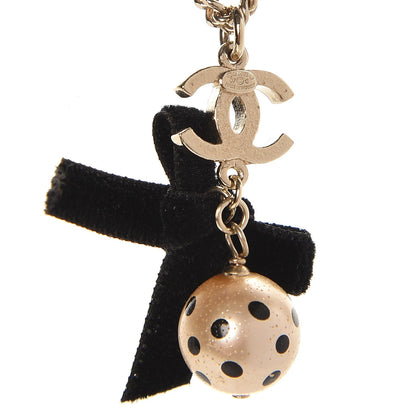 Chanel Enamel CC Bow Necklace Gold Black 5 of 5