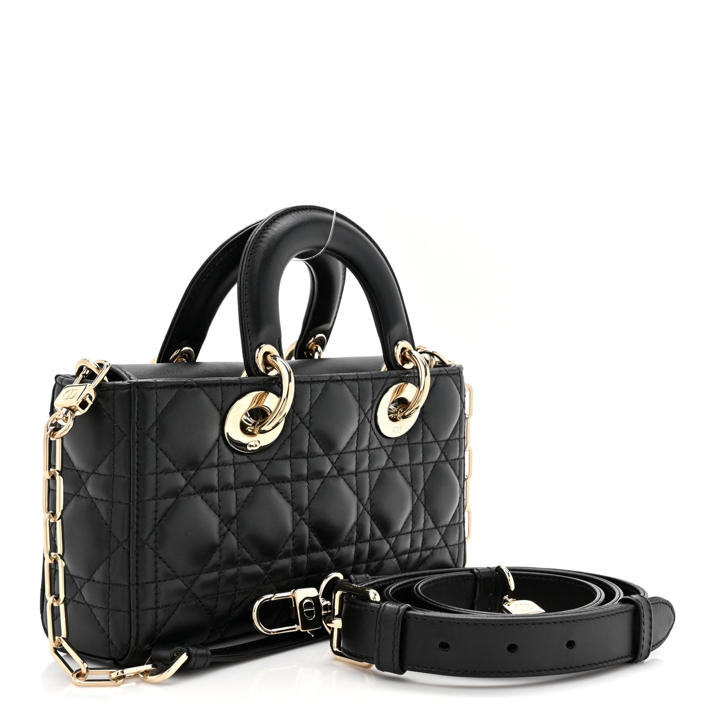 Lambskin Cannage Small Lady D-Joy Black