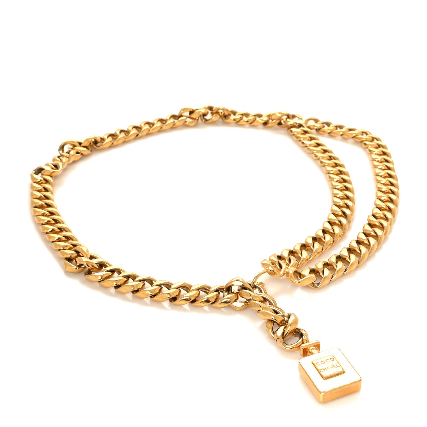 Metal Chain Coco Perfume Bottle Belt Gold