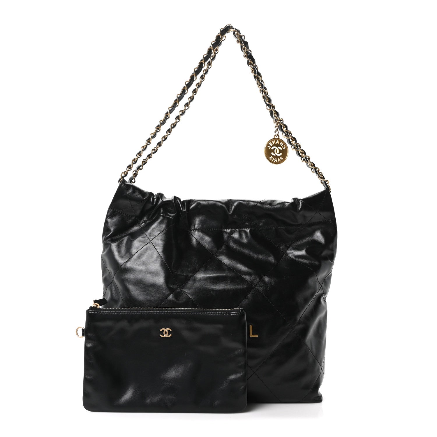Chanel Shiny Calfskin Quilted Small Chanel 22 Black 2 of 12