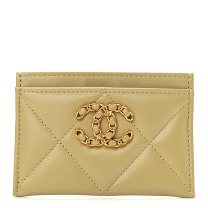 Chanel Lambskin Quilted Chanel 19 Card Holder Light Green 1 of 9