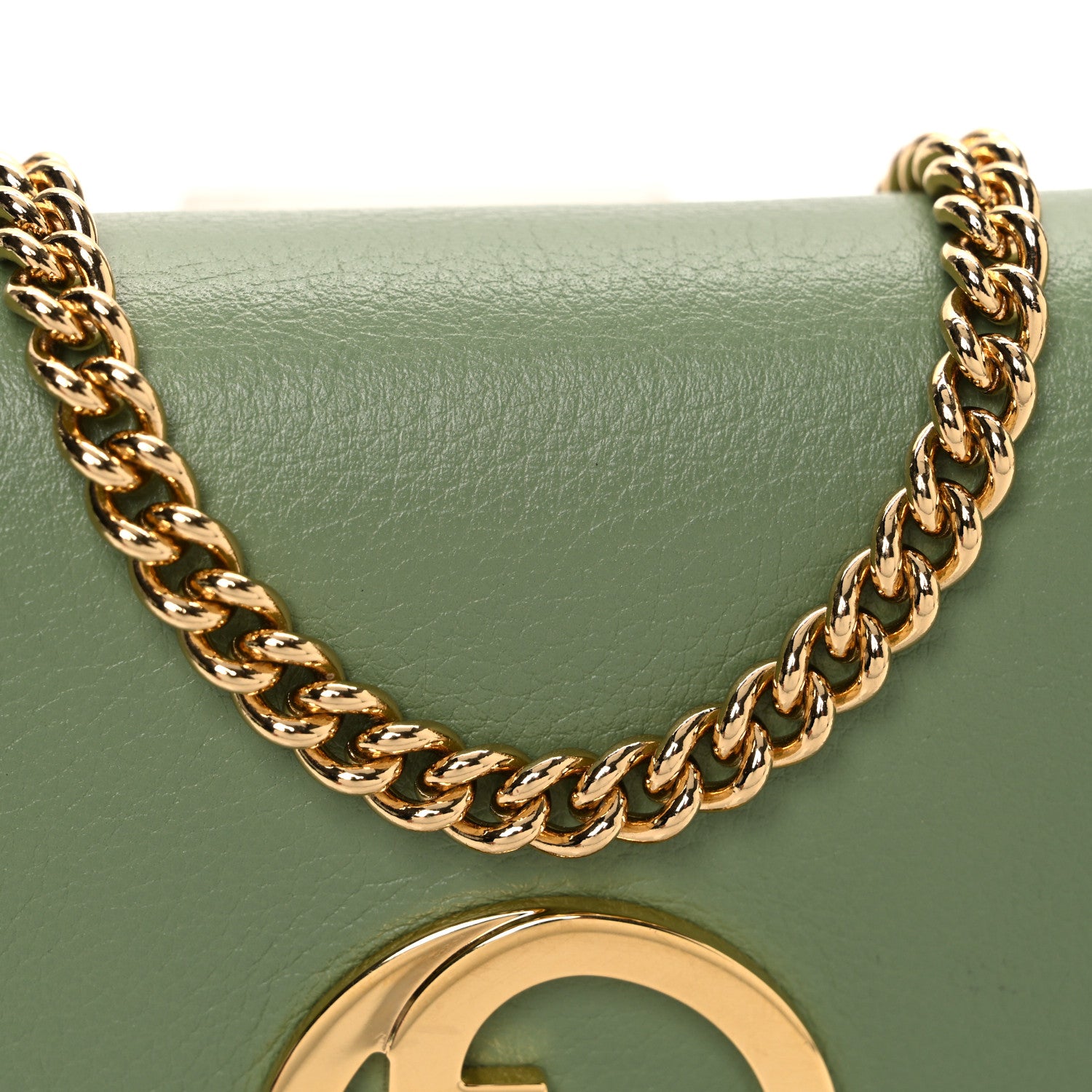 Gucci Roxy Calfskin Medium Blondie Chain Wallet Salamander Green 9 of 12