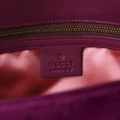 Gucci Velvet Matelasse Medium GG Marmont Shoulder Bag Fuchsia Violet Cyclamen 8 of 11