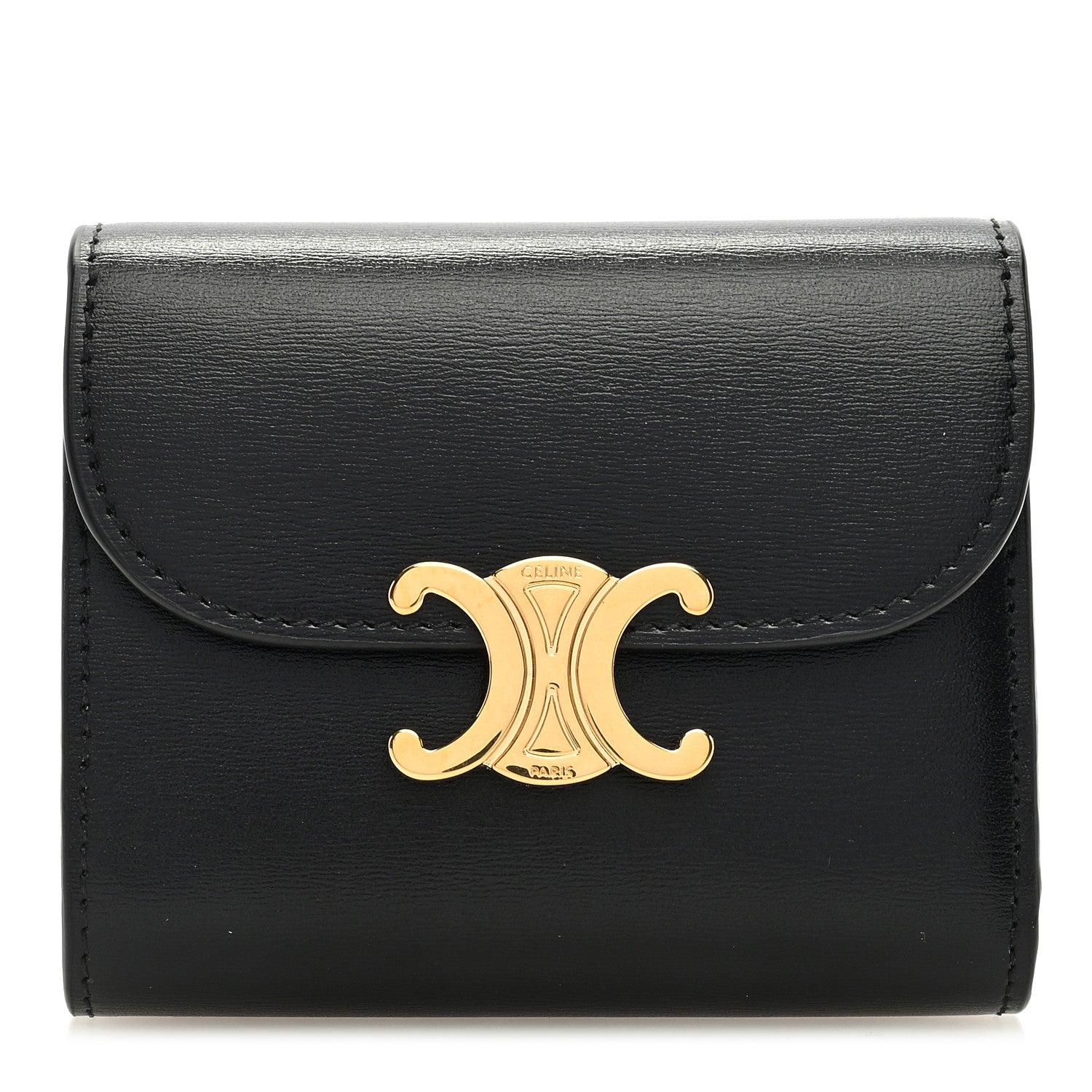 Celine Shiny Calfskin Small Triomphe Wallet Black 1 of 7