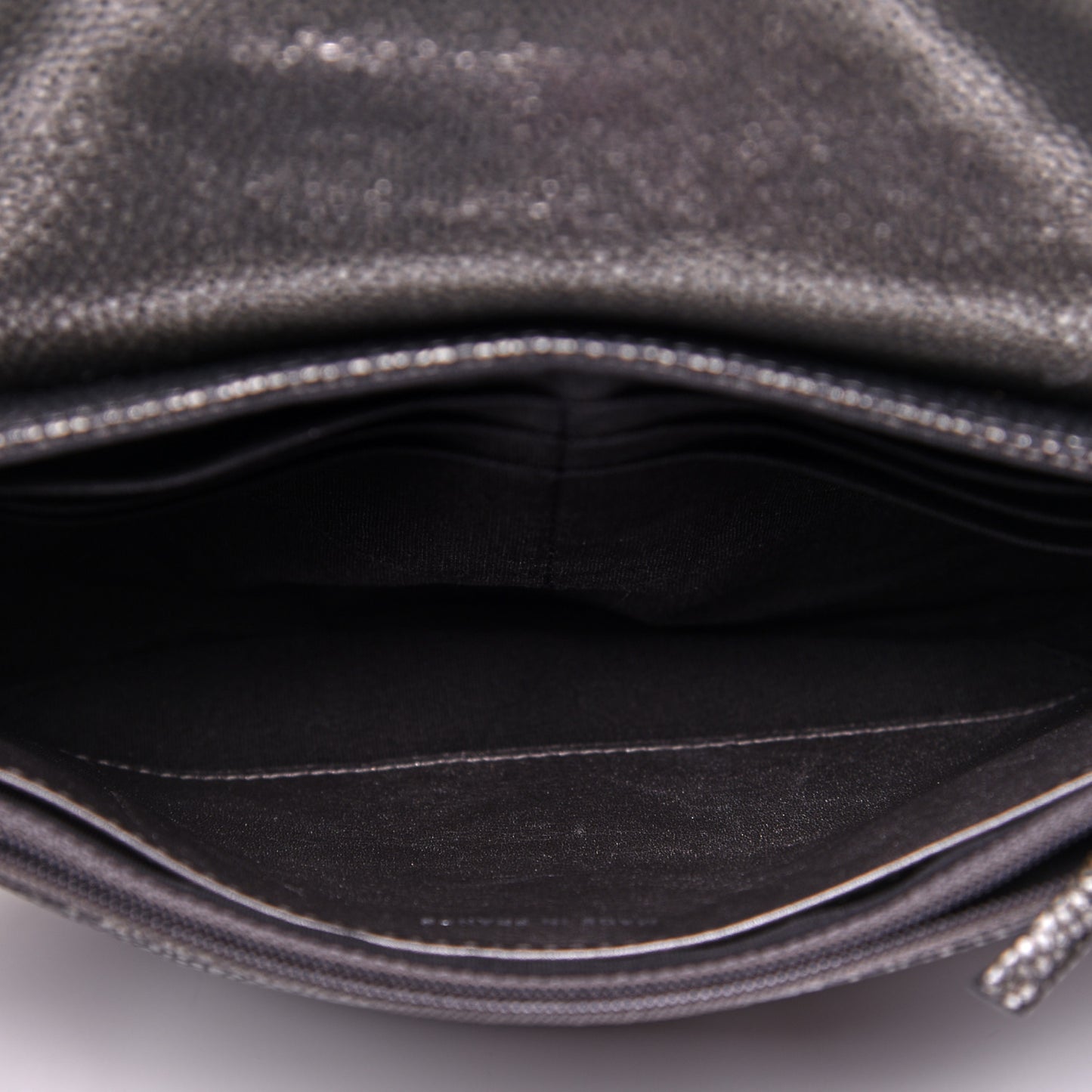 Metallic Caviar Half Moon Wallet On Chain WOC Dark Silver