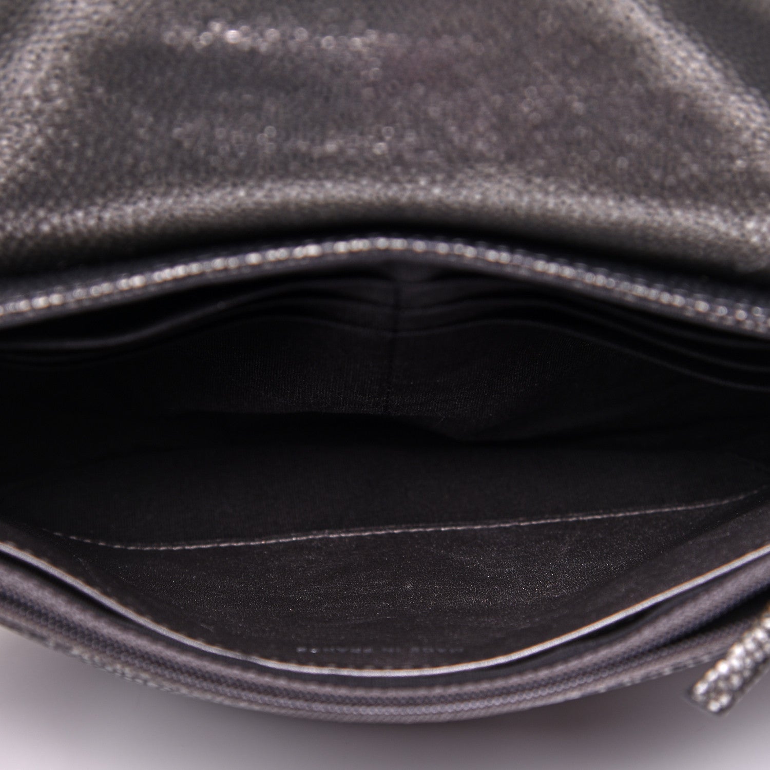Chanel Metallic Caviar Half Moon Wallet On Chain WOC Dark Silver 5 of 12
